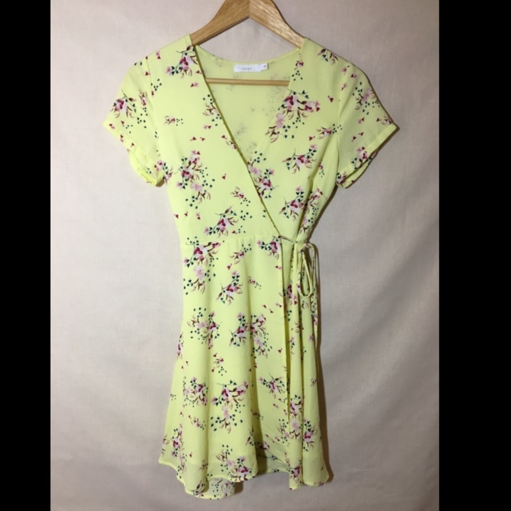 Lush Mini Floral Wrap Dress